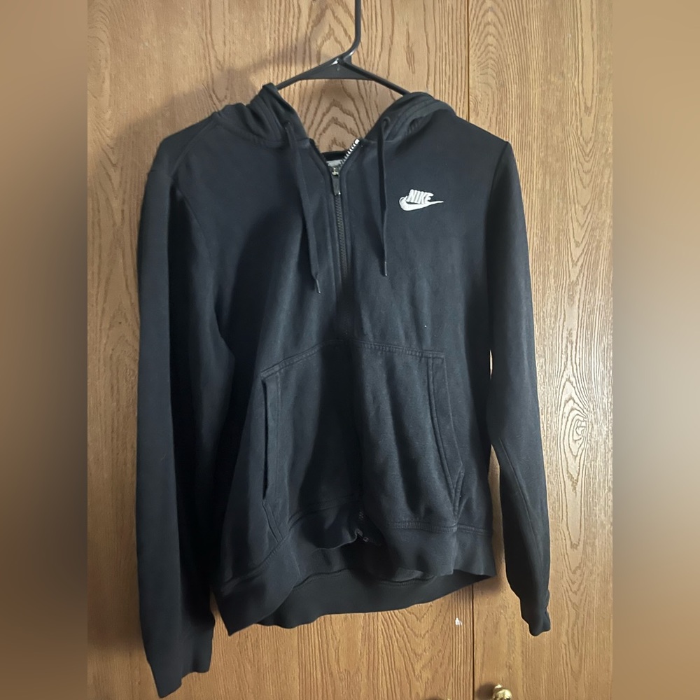 nike, plain black zip up jacket